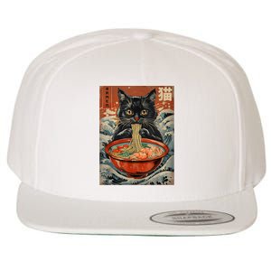 Cat Ramen Japanese Funny Graphic Tees Kawaii Cat Anime Wool Snapback Cap