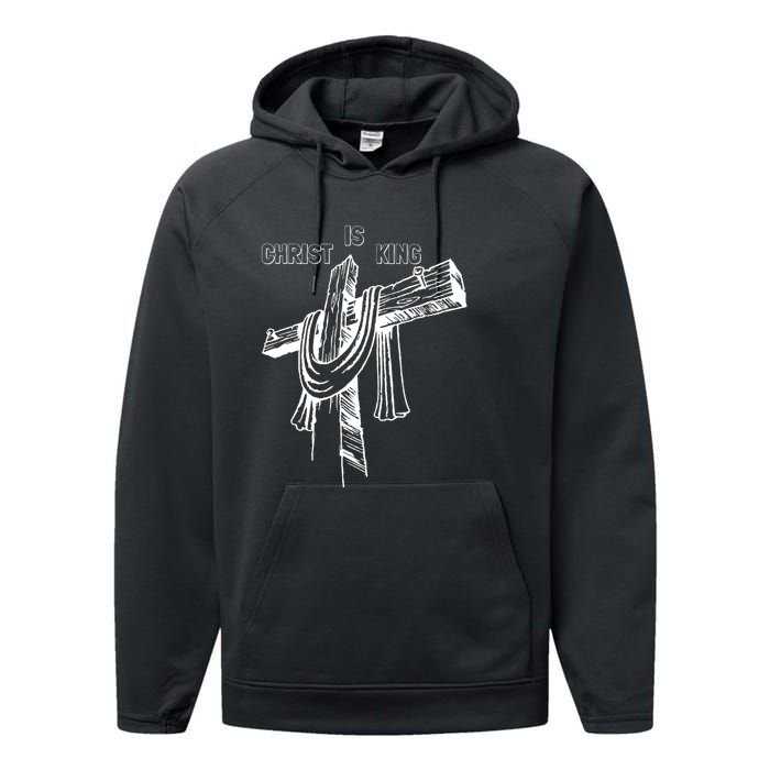 Christian Religious Jesus Christ Is King Performance Fleece Hoodie