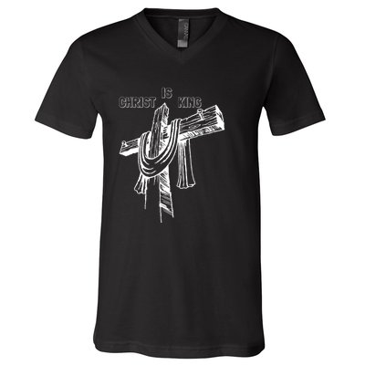 Christian Religious Jesus Christ Is King V-Neck T-Shirt