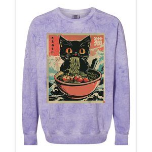 Cat Ramen Japanese Funny Graphic Tees Kawaii Cat Anime Gifts Colorblast Crewneck Sweatshirt