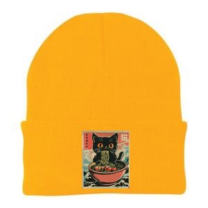 Cat Ramen Japanese Funny Graphic Tees Kawaii Cat Anime Gifts Knit Cap Winter Beanie