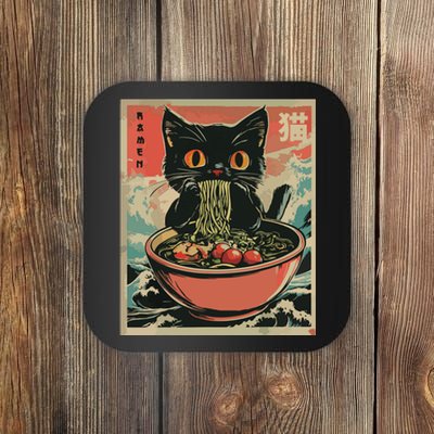 Cat Ramen Japanese Funny Graphic Tees Kawaii Cat Anime Gifts Coaster