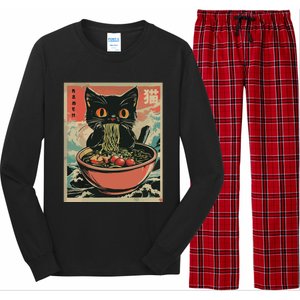 Cat Ramen Japanese Funny Graphic Tees Kawaii Cat Anime Gifts Long Sleeve Pajama Set