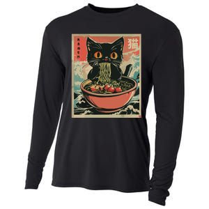 Cat Ramen Japanese Funny Graphic Tees Kawaii Cat Anime Gifts Cooling Performance Long Sleeve Crew