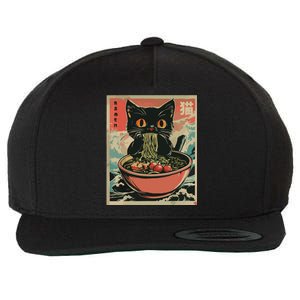 Cat Ramen Japanese Funny Graphic Tees Kawaii Cat Anime Gifts Wool Snapback Cap