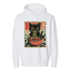 Cat Ramen Japanese Funny Graphic Tees Kawaii Cat Anime Gifts Garment-Dyed Fleece Hoodie