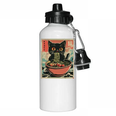 Cat Ramen Japanese Funny Graphic Tees Kawaii Cat Anime Gifts Aluminum Water Bottle