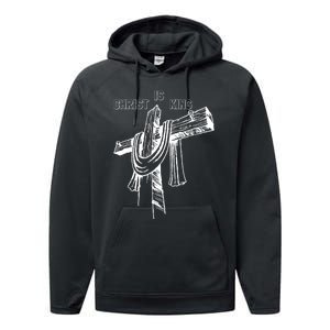 Christian Religious Jesus Christ Is King Performance Fleece Hoodie