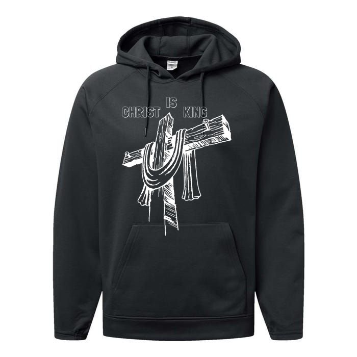 Christian Religious Jesus Christ Is King Performance Fleece Hoodie