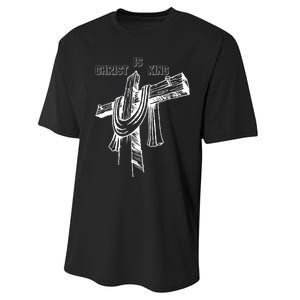 Christian Religious Jesus Christ Is King Performance Sprint T-Shirt