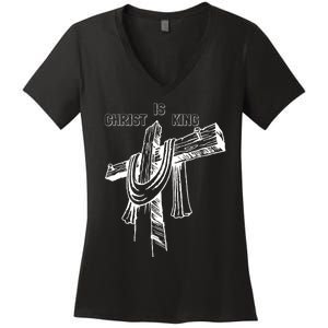 Christian Religious Jesus Christ Is King Women's V-Neck T-Shirt