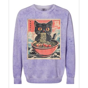 Cat Ramen Japanese Funny Graphic Tees Kawaii Cat Anime Gifts Colorblast Crewneck Sweatshirt