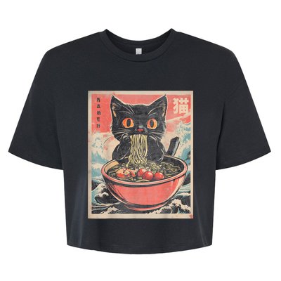 Cat Ramen Japanese Funny Graphic Tees Kawaii Cat Anime Gifts Bella+Canvas Jersey Crop Tee