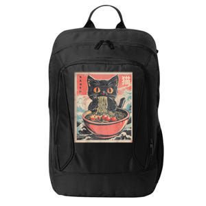 Cat Ramen Japanese Funny Graphic Tees Kawaii Cat Anime Gifts City Backpack