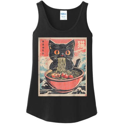 Cat Ramen Japanese Funny Graphic Tees Kawaii Cat Anime Gifts Ladies Essential Tank