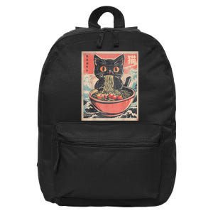 Cat Ramen Japanese Funny Graphic Tees Kawaii Cat Anime Gifts 16 in Basic Backpack