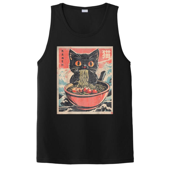 Cat Ramen Japanese Funny Graphic Tees Kawaii Cat Anime Gifts PosiCharge Competitor Tank