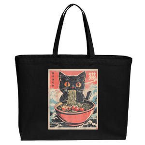 Cat Ramen Japanese Funny Graphic Tees Kawaii Cat Anime Gifts Cotton Canvas Jumbo Tote