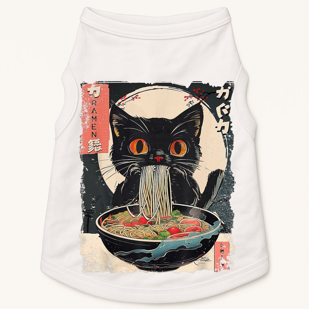 Cat Ramen Japanese Vintage Funny Kawaii Cat Anime Gifts Doggie Tank