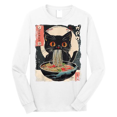 Cat Ramen Japanese Vintage Funny Kawaii Cat Anime Gifts Long Sleeve Shirt