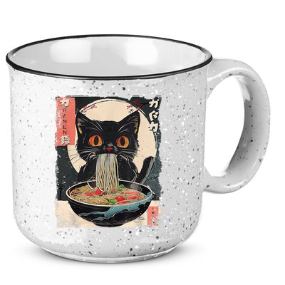 Cat Ramen Japanese Vintage Funny Kawaii Cat Anime Gifts 15oz Campfire Ceramic Mug