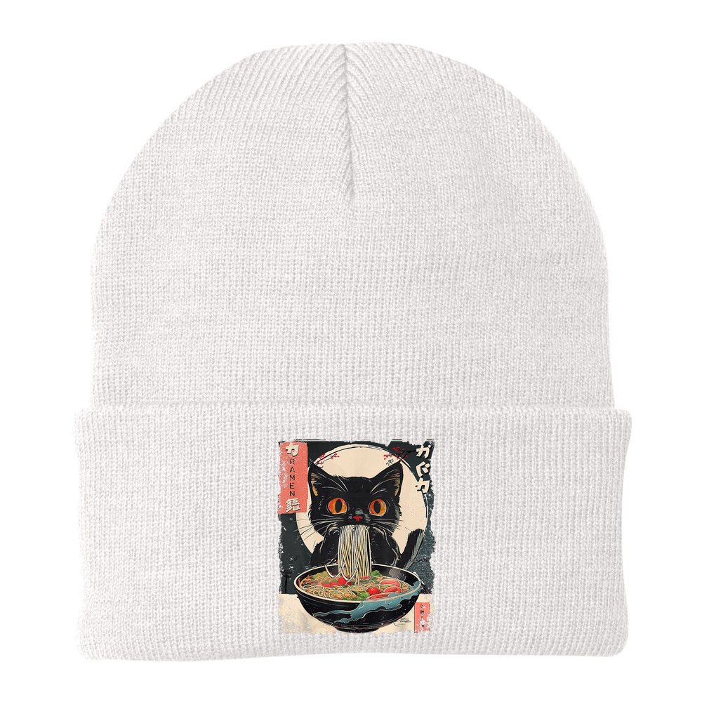 Cat Ramen Japanese Vintage Funny Kawaii Cat Anime Gifts Beanie