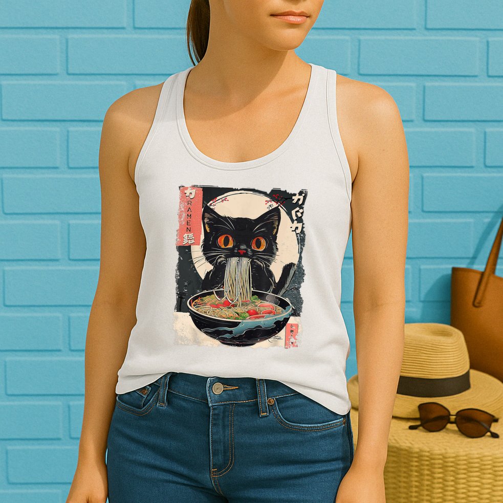 Cat Ramen Japanese Vintage Funny Kawaii Cat Anime Gifts Womens Tank Top