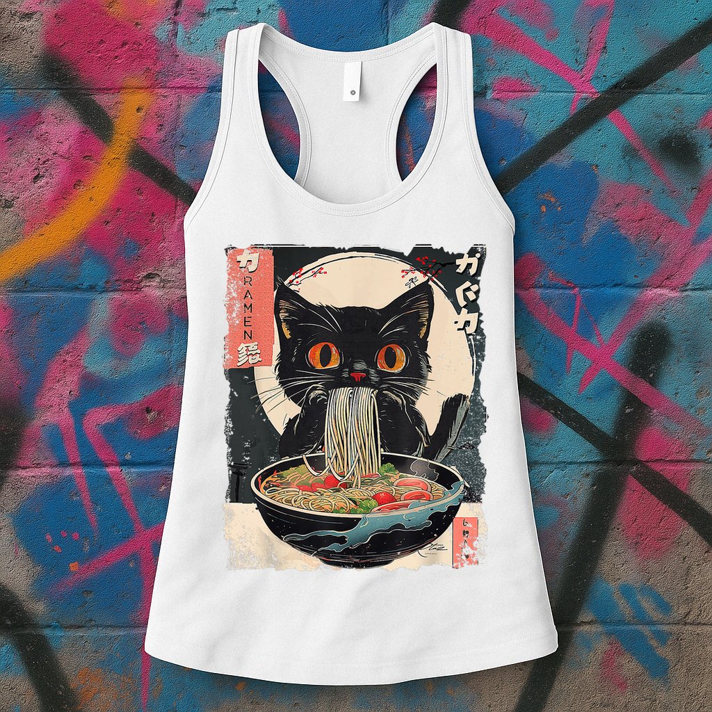Cat Ramen Japanese Vintage Funny Kawaii Cat Anime Gifts Womens Tank Top