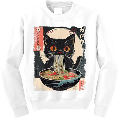 Cat Ramen Japanese Vintage Funny Kawaii Cat Anime Gifts Kids Sweatshirt