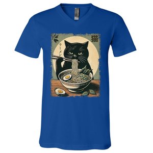 Cat Ramen Japanese V-Neck T-Shirt