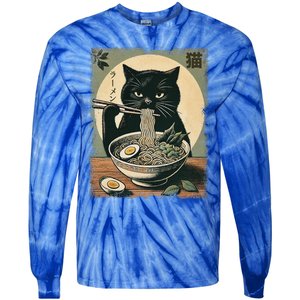 Cat Ramen Japanese Tie-Dye Long Sleeve Shirt