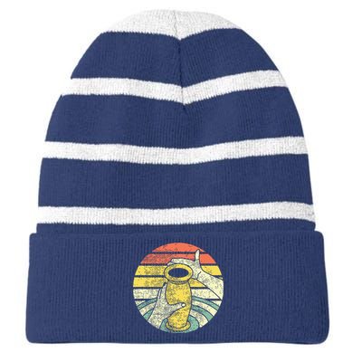 Ceramic Retro Kiln Pottery Striped Beanie with Solid Band