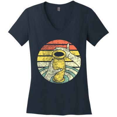 Ceramic Retro Kiln Pottery Women's V-Neck T-Shirt