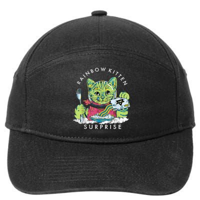Cats Rainbow Kitten Surprise Cute Eat Retro Animals Vintage 7-Panel Snapback Hat
