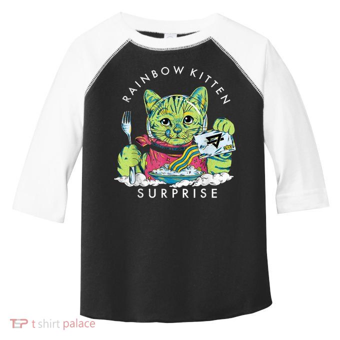Cats Rainbow Kitten Surprise Cute Eat Retro Animals Vintage Toddler Fine Jersey T-Shirt