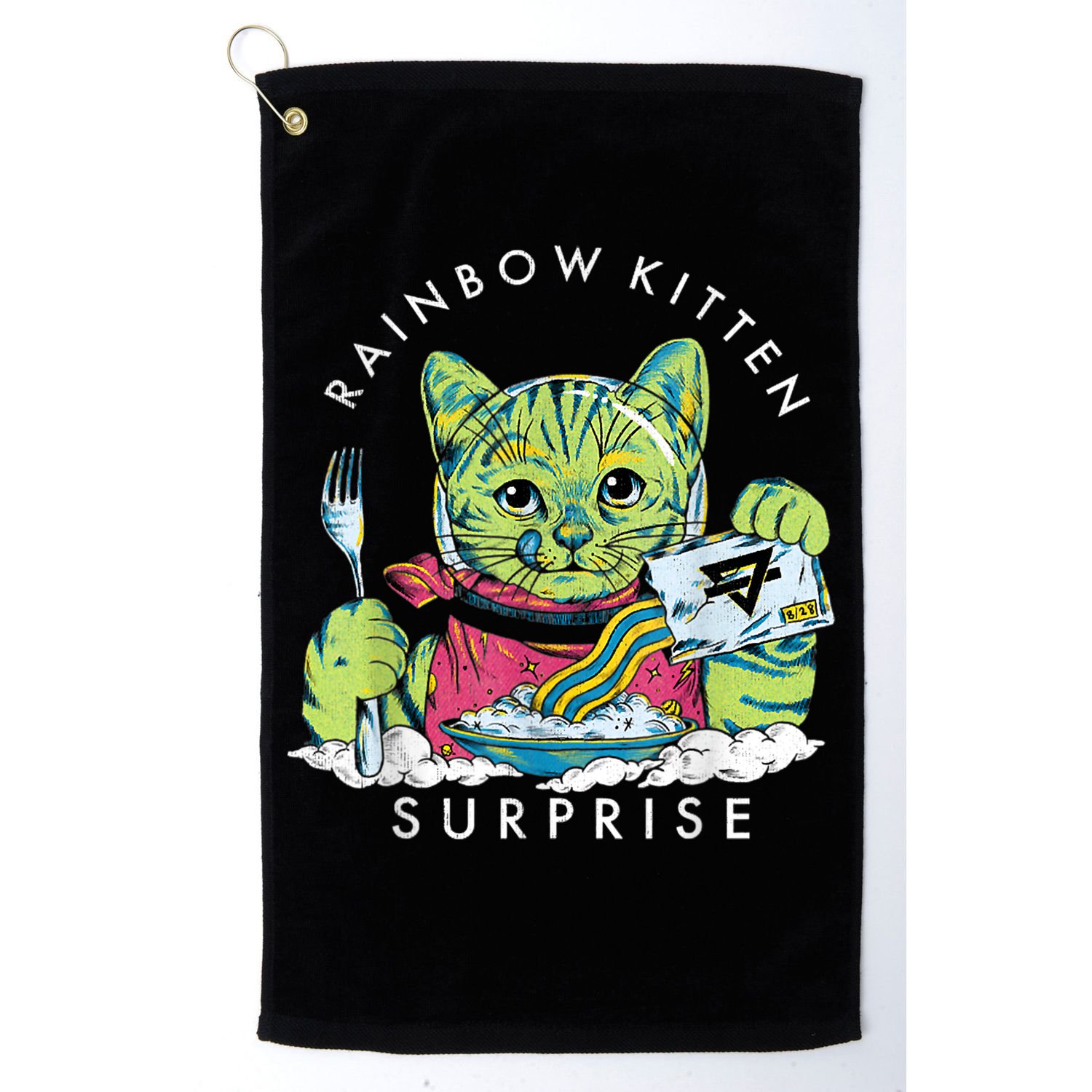 Cats Rainbow Kitten Surprise Cute Eat Retro Animals Vintage Golf Towel