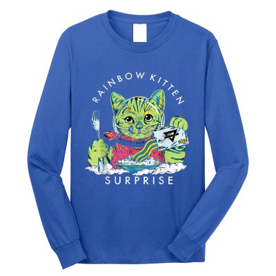 Cats Rainbow Kitten Surprise Cute Eat Retro Animals Vintage Long Sleeve Shirt