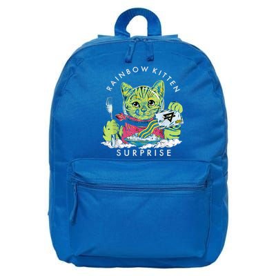 Cats Rainbow Kitten Surprise Cute Eat Retro Animals Vintage 16 in Basic Backpack
