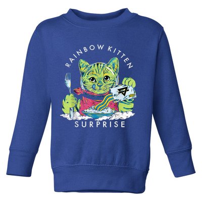 Cats Rainbow Kitten Surprise Cute Eat Retro Animals Vintage Toddler Sweatshirt