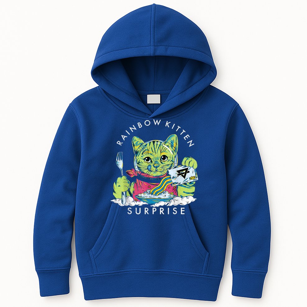 Cats Rainbow Kitten Surprise Cute Eat Retro Animals Vintage Kids Hoodie