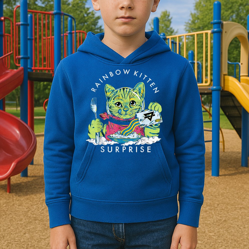 Cats Rainbow Kitten Surprise Cute Eat Retro Animals Vintage Kids Hoodie