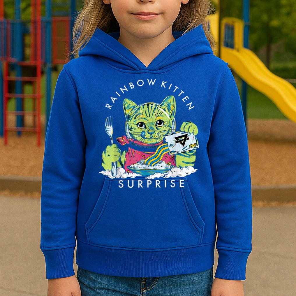 Cats Rainbow Kitten Surprise Cute Eat Retro Animals Vintage Kids Hoodie