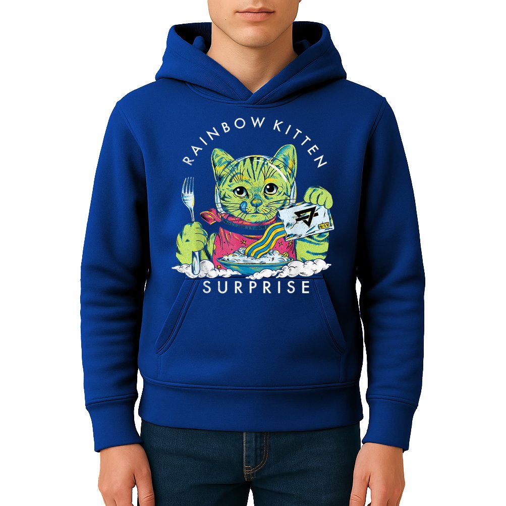 Cats Rainbow Kitten Surprise Cute Eat Retro Animals Vintage Kids Hoodie