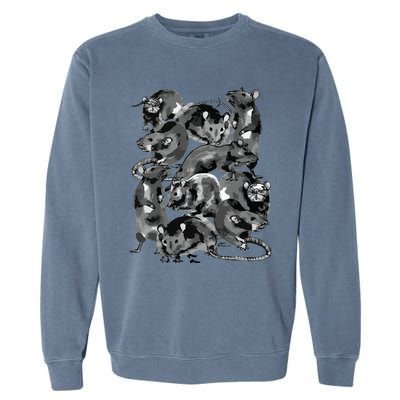 Creepy Rat King Wicca Witch Goth Rats Drawing Rodent Lovers Garment-Dyed Sweatshirt