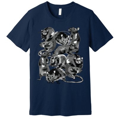 Creepy Rat King Wicca Witch Goth Rats Drawing Rodent Lovers Premium T-Shirt