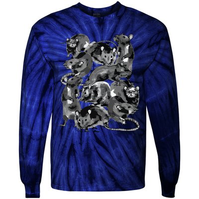 Creepy Rat King Wicca Witch Goth Rats Drawing Rodent Lovers Tie-Dye Long Sleeve Shirt