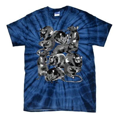 Creepy Rat King Wicca Witch Goth Rats Drawing Rodent Lovers Tie-Dye T-Shirt