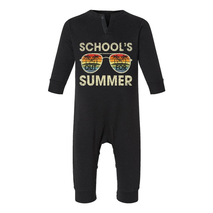 Cute Retro Last Day Of School Schools Out For Summer Teacher Infant Fleece One Piece