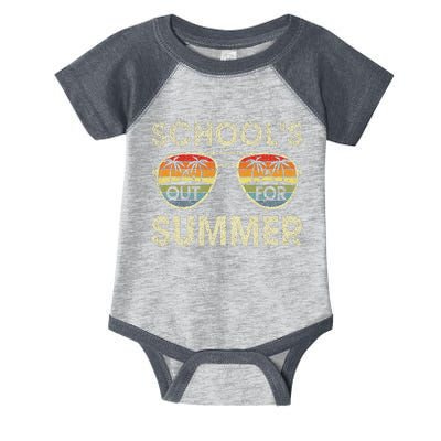 Cute Retro Last Day Of School Schools Out For Summer Teacher Infant Baby Jersey Bodysuit