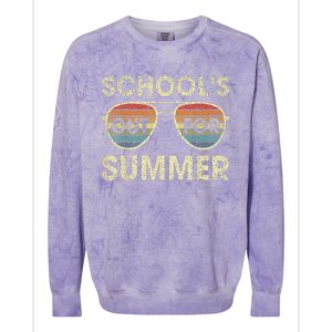 Cute Retro Last Day Of School Schools Out For Summer Teacher Colorblast Crewneck Sweatshirt